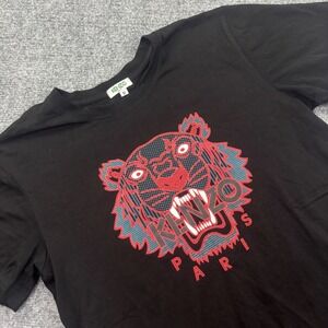 Kenzo T-Shirt Size M Black Tiger Graphic Print Short Sleeve Flaw Men's